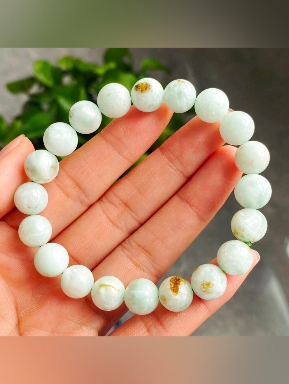 10mm Larimar Green Cabochon Atlantis Pectolite Gemstone Beads Bracelet